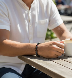 Red Tiger Eye, Hematite & Lava Stone Bracelet 