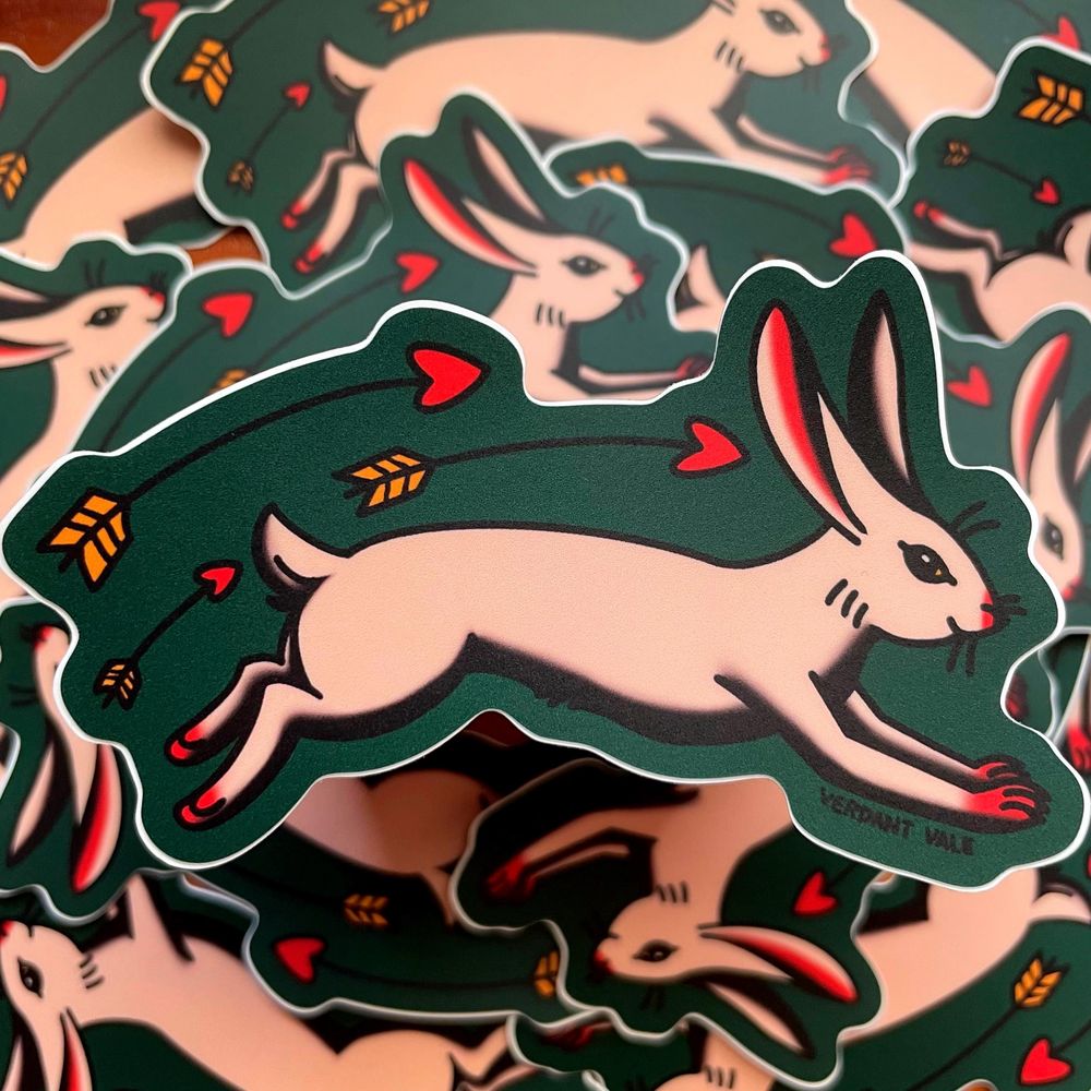 Bolter Bunny Sticker - Weatherproof Matte Vinyl, Handdrawn A...