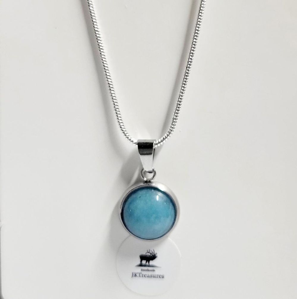 Natural Amazonite Crystal Pendant 925 Sterling Silver Neckla...