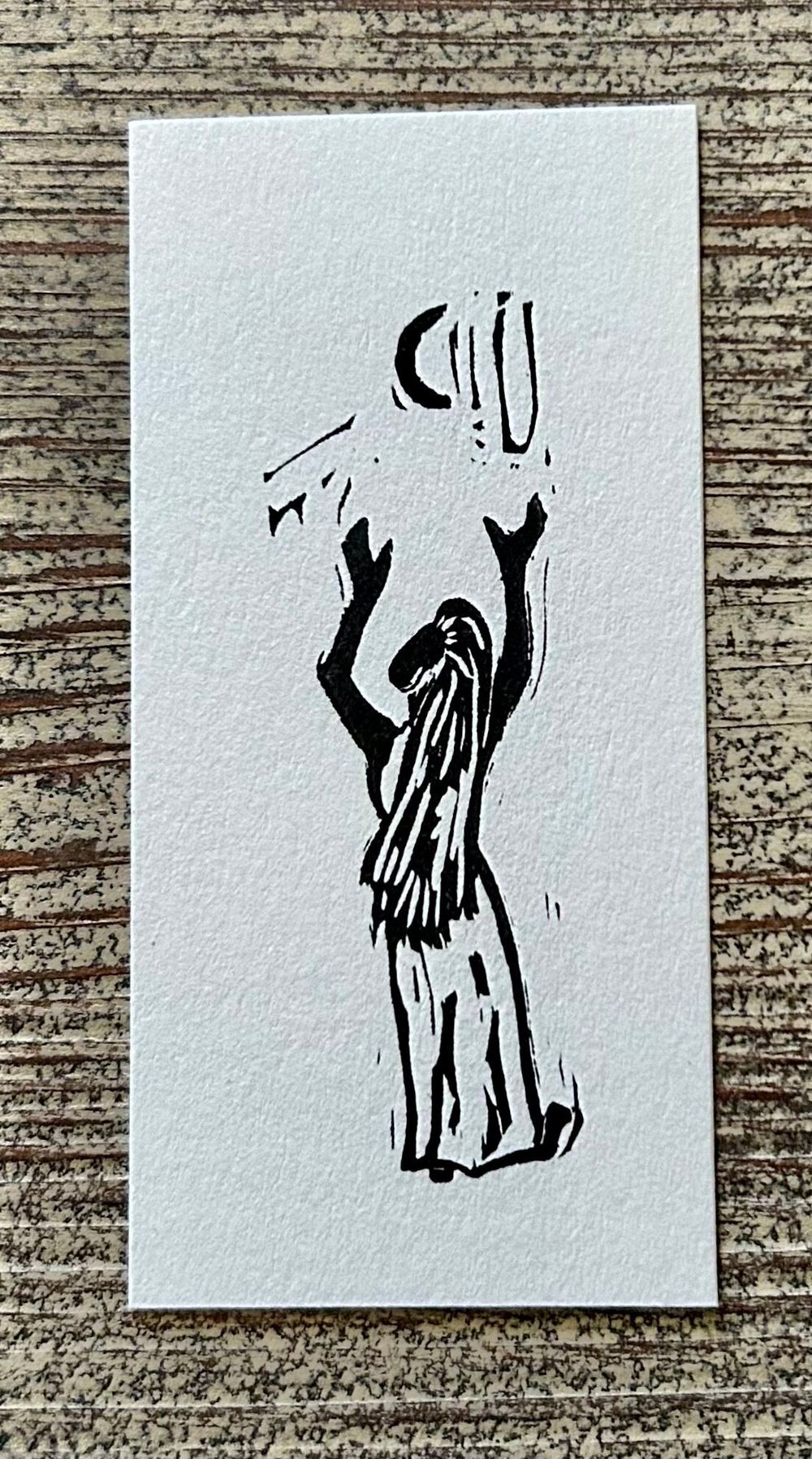 Woman and Moon hand carved rubber stamp