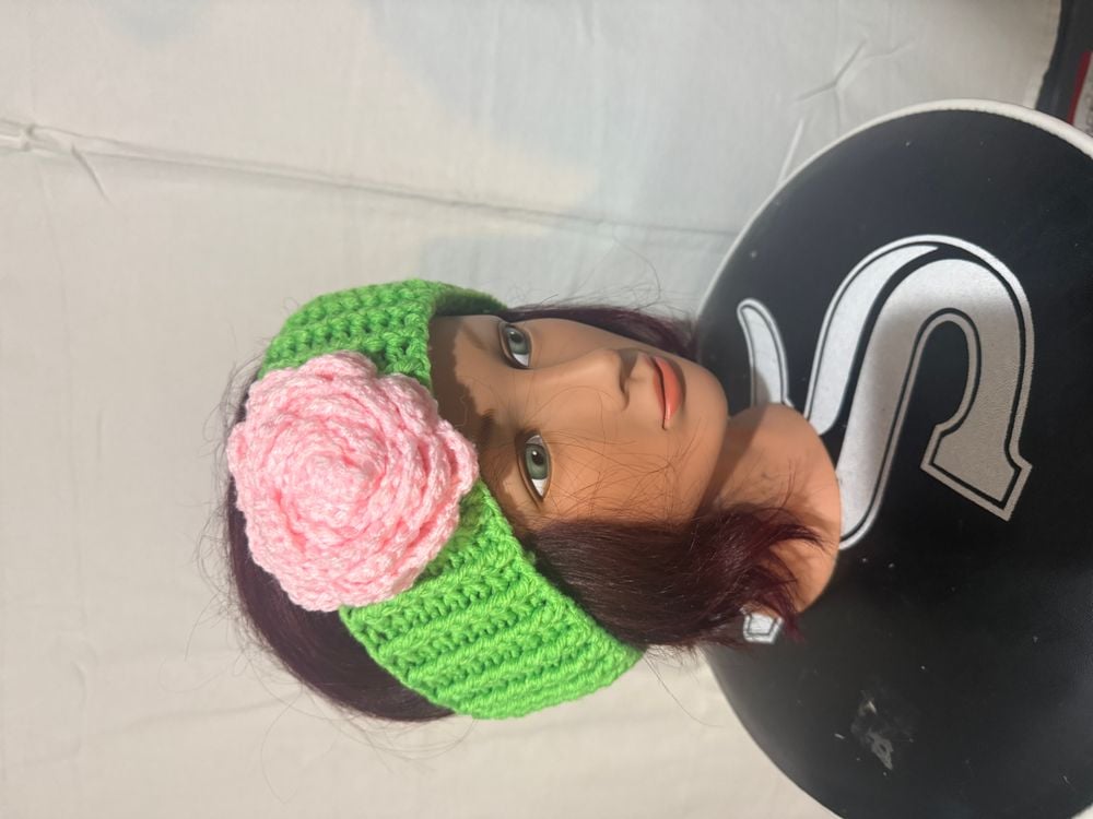 Wicked Inspired Lime Green Headband with Pink Flower
