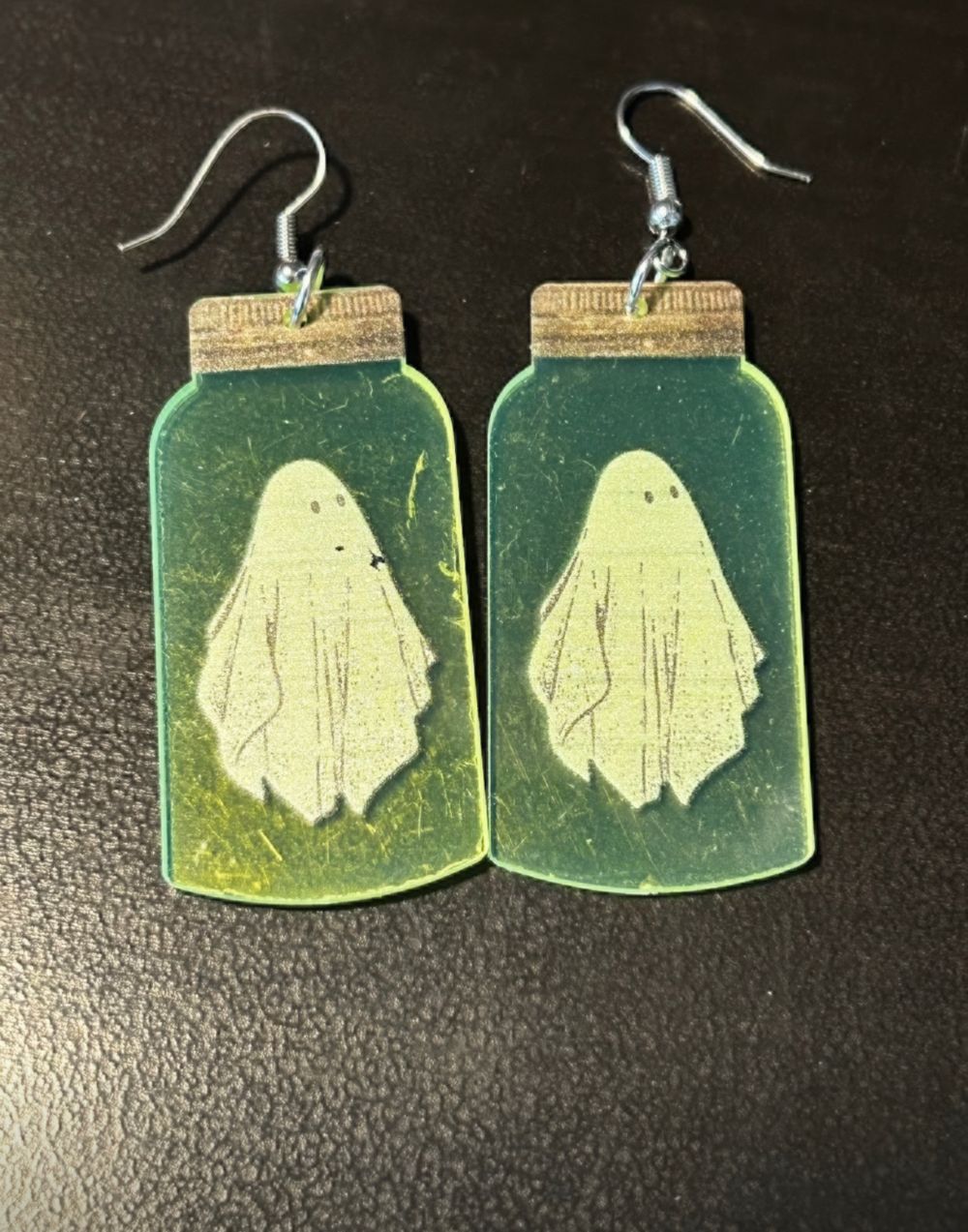 Glow-in-the-Dark Ghost Jar Earrings