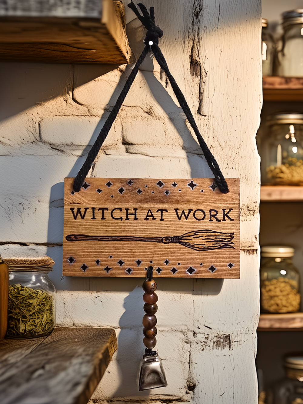 Witch at Work Hanging Sign