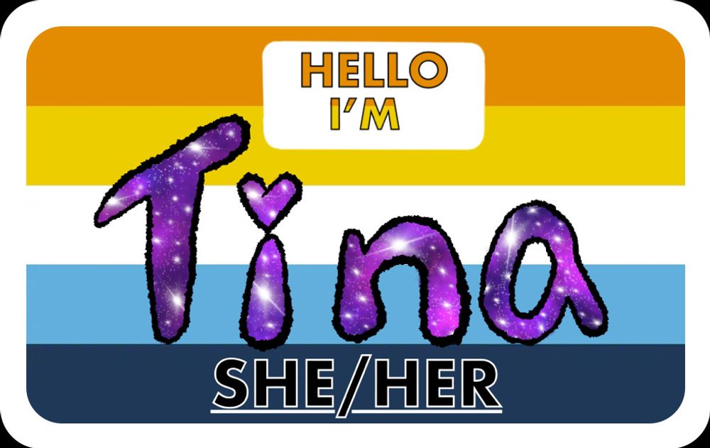 Digital custom Pride flag name tags with pronouns 