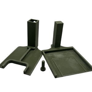 CheckMate stand shown in its 3 parts; check tray, phone platform, and height adjustment peg
