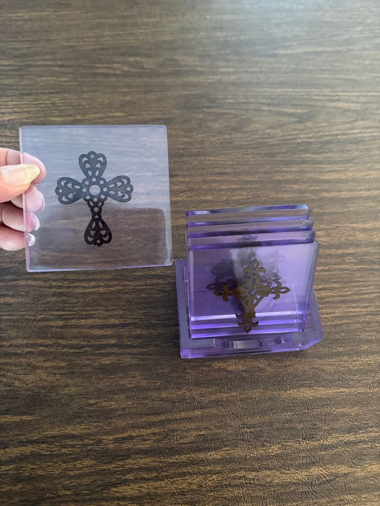 Cross Resin coasters and holder