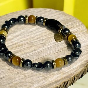 8" - Hematite and Golden Tiger Eye
