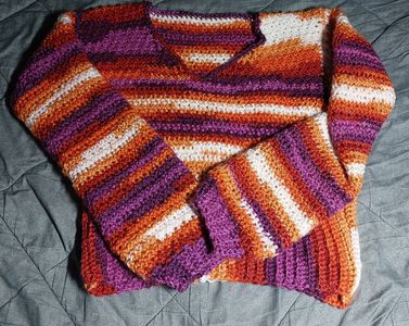 Small Lesbian Sweater, made with Big Twist Living yarn