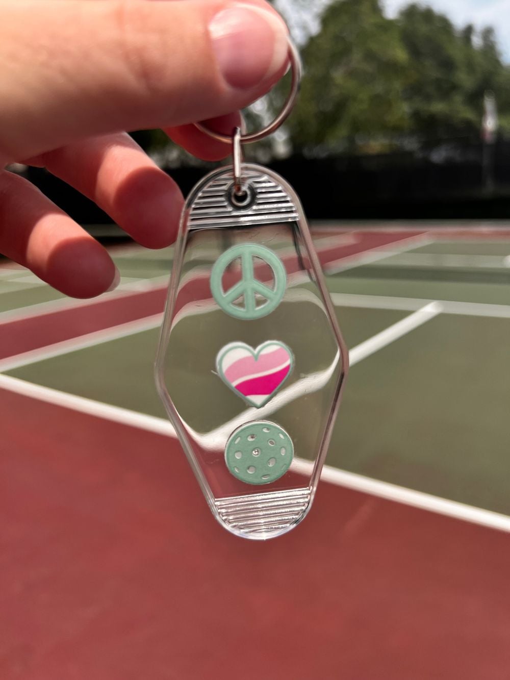 Pink & Green Pickleball - Motel Keychains