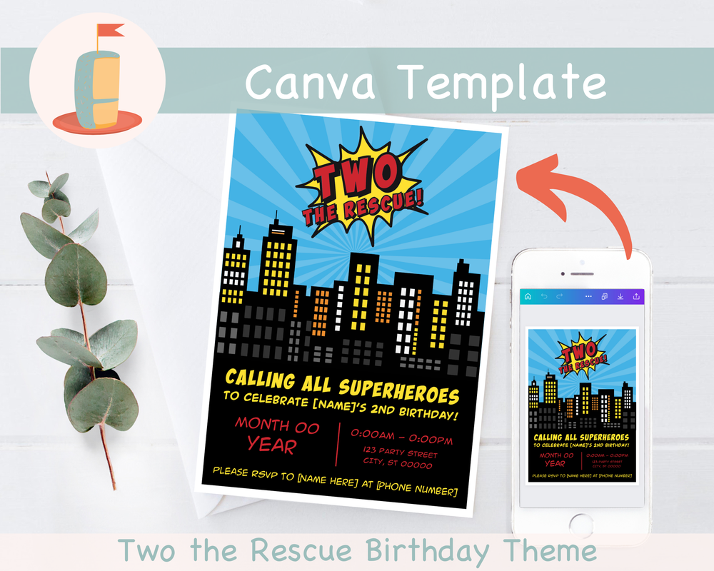 “Two the Rescue” Invitation