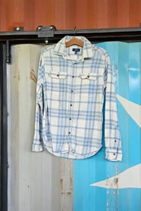 Blue and White Upcycled Flannel Mens size small