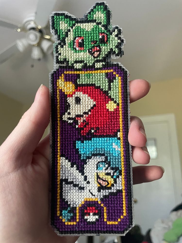 Paldea Pokémon Starters Cross Stitched Bookmark