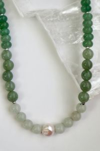 Closer look at the Meadowe jade and grape agate necklace