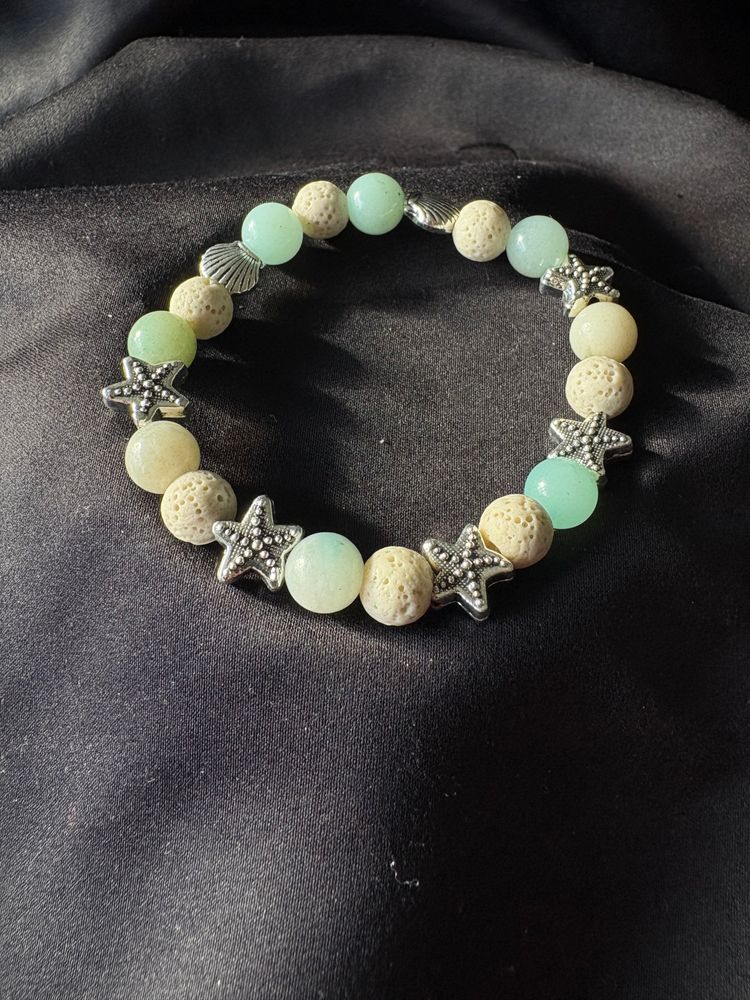 Diffuser Bracelet with Essential Oil Blend - Aquamarine & Lava - Medium