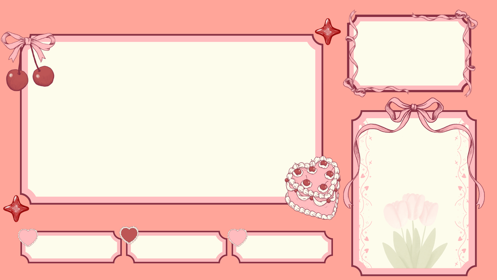 Valentine's Stream Overlay | Pink coquette 