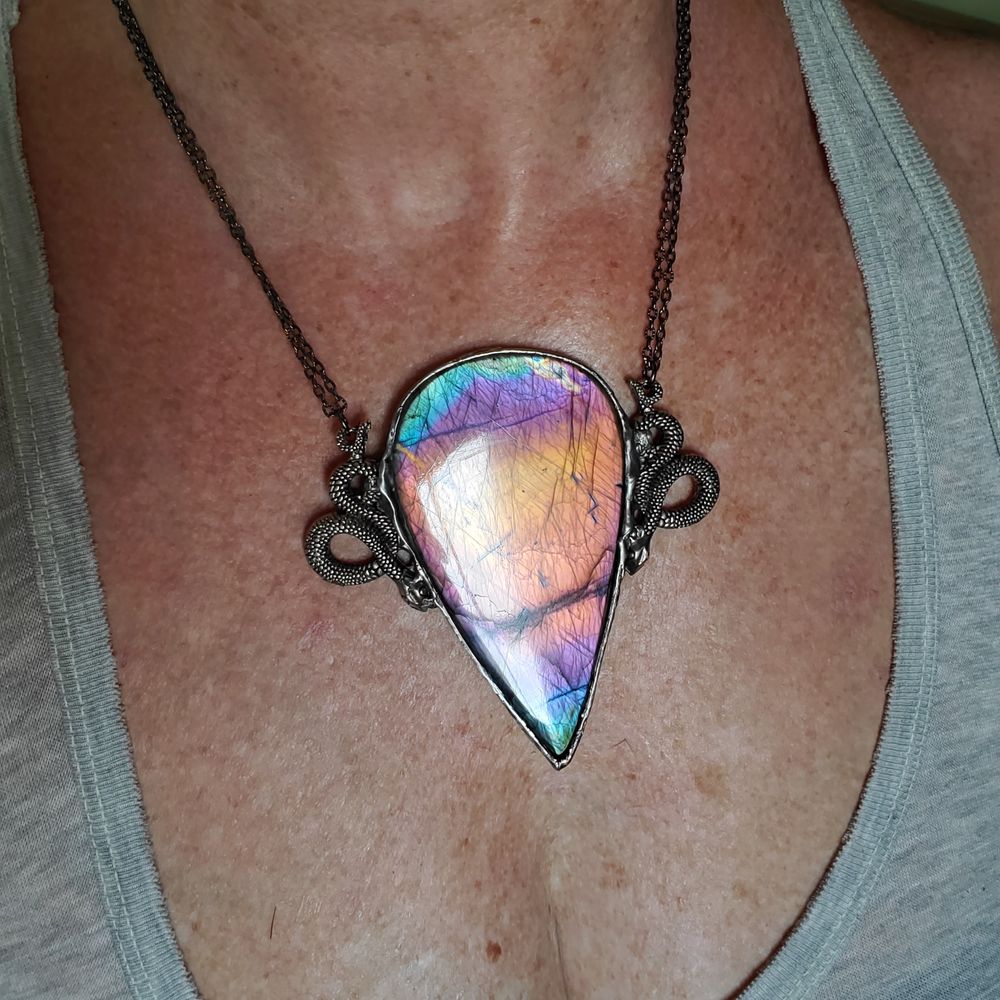 Lilith's Dawn - Silver Solder Labradorite Necklace