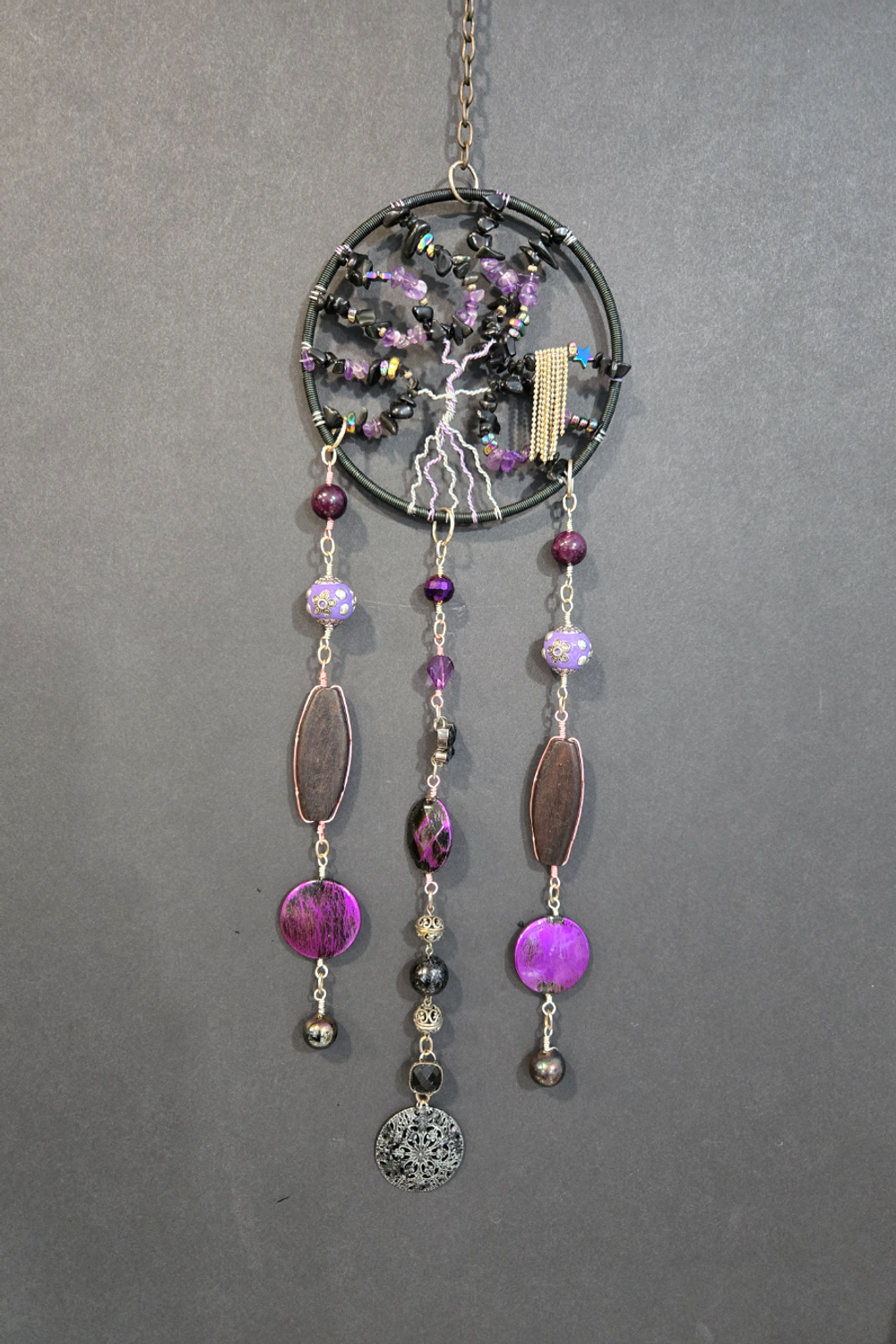 Jet and Amethyst Tree of Life Suncatcher