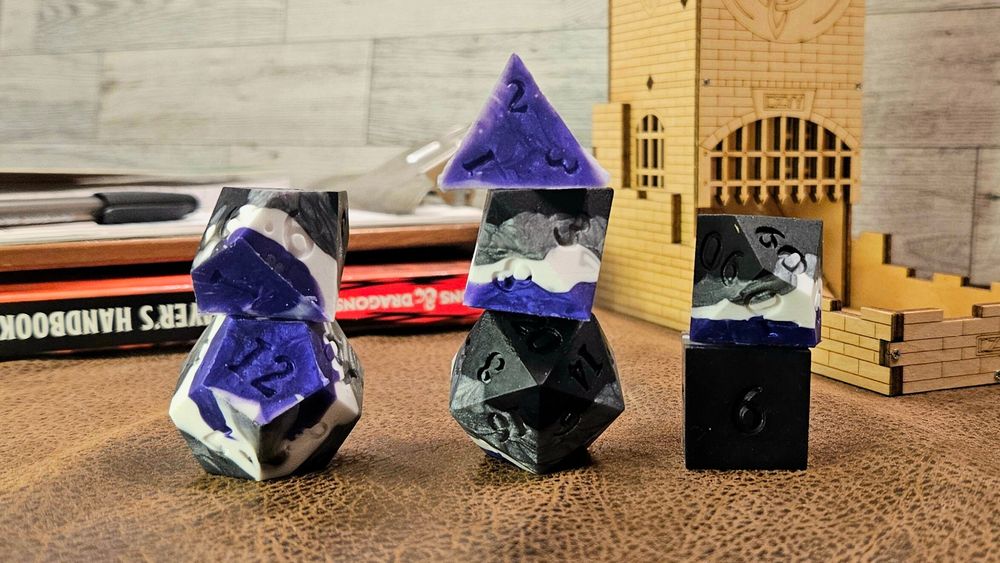 Jumbo Asexual Pride Flag Dice, Polyhedral Set of  7 D20, D12...