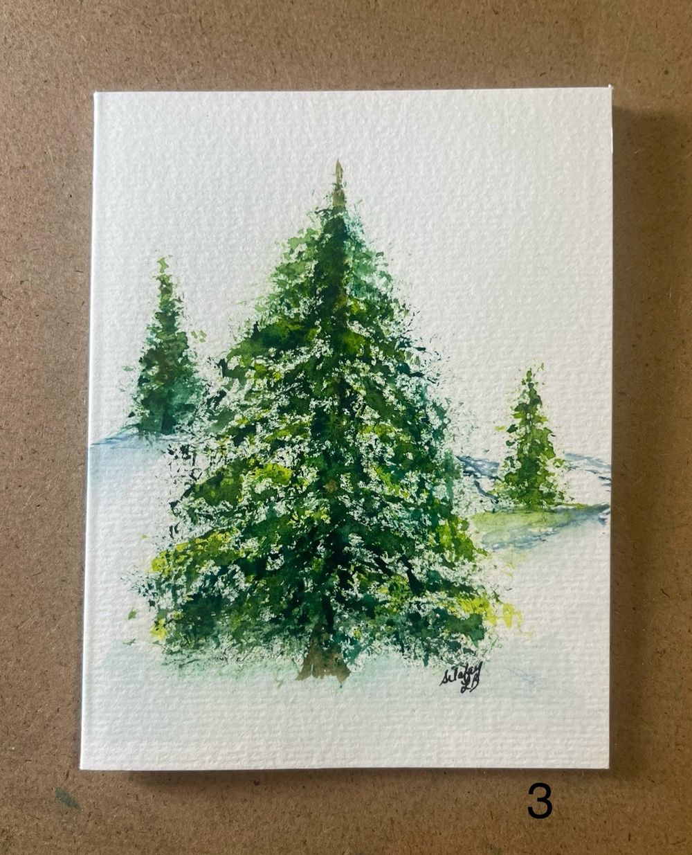 Holiday Card Tree #3 - ORIGINAL watercolor painting 