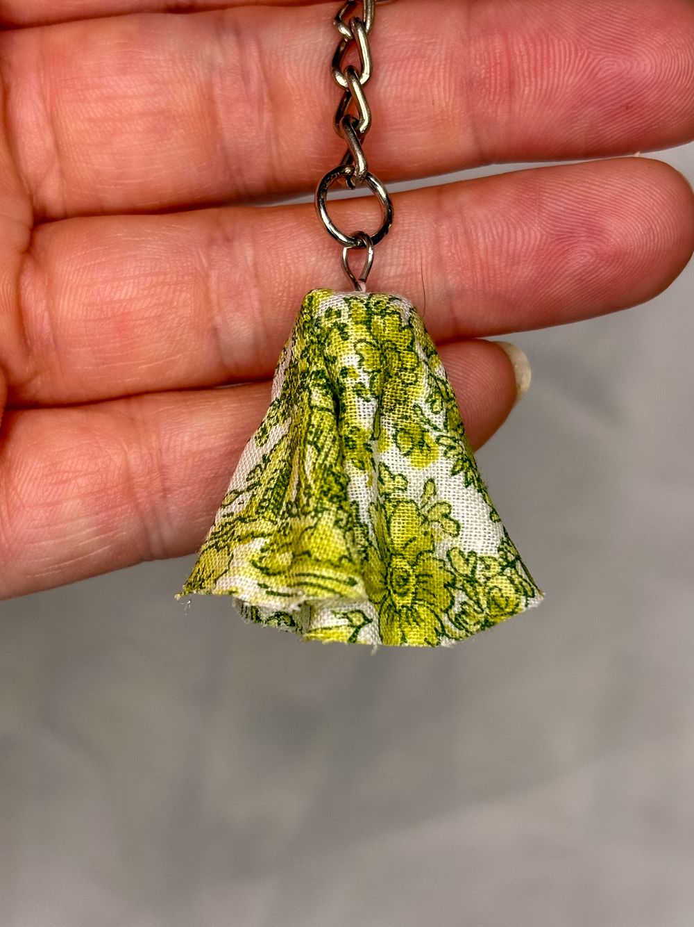 Green Floral Fabric Ghost Keychain