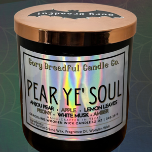 Pear Ye' Soul Wooden Wick Candle by Gory Dreadful Candle Co
