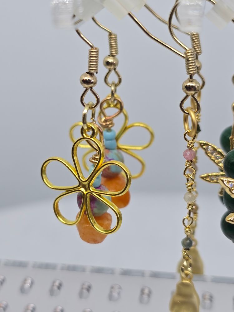 Golden Blossom Gemstone Earrings