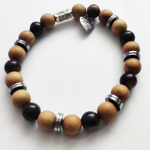 7" - Hematite, Tiger Ebony Mala, and Fragrant Thuja Sutchuenensis Mala Beads