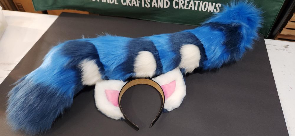 Blue tiger tail and ears cosplay set