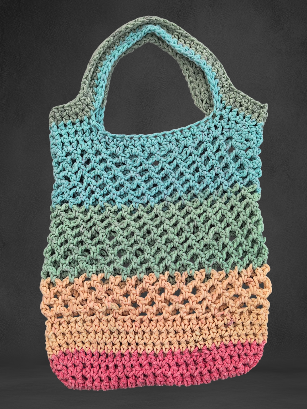 Soft Rainbow-Colored Crochet Market Bag