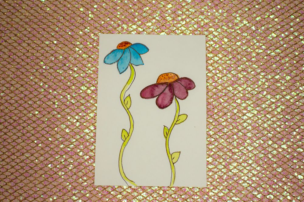 ACEO Orig - 'Flowers' - MiniArt - 2.5x3.5 collectable