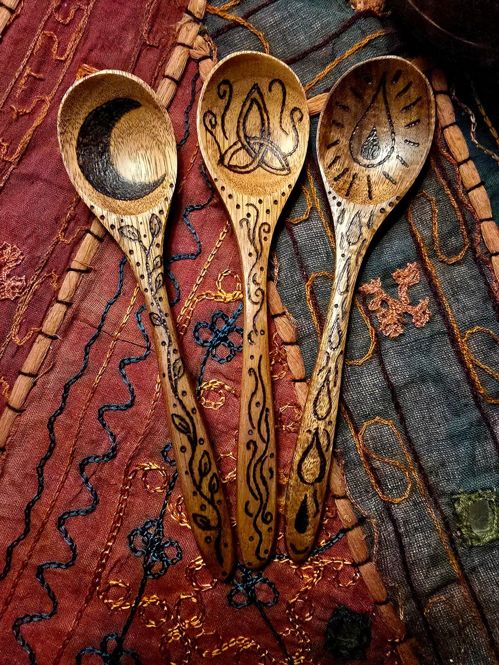 Trinity of the Altar: Handcrafted Ritual Spoon Set