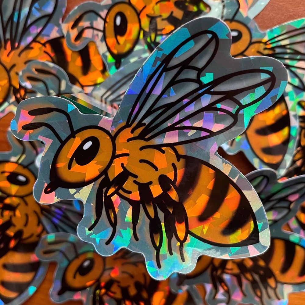 Honeybee Traditional Tattoo Sticker - Weatherproof Iridescen...