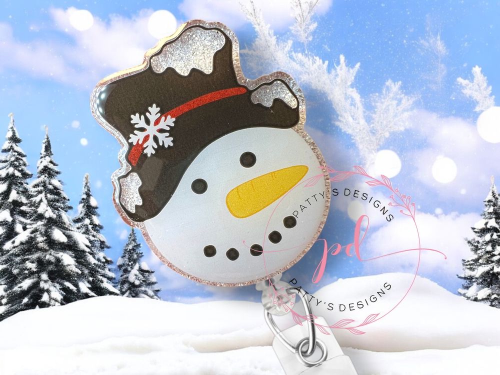 Snowman Badge Reel, Badge Holder, ID Holder