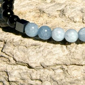 7" - Angelite, Black Tourmaline and Hematite