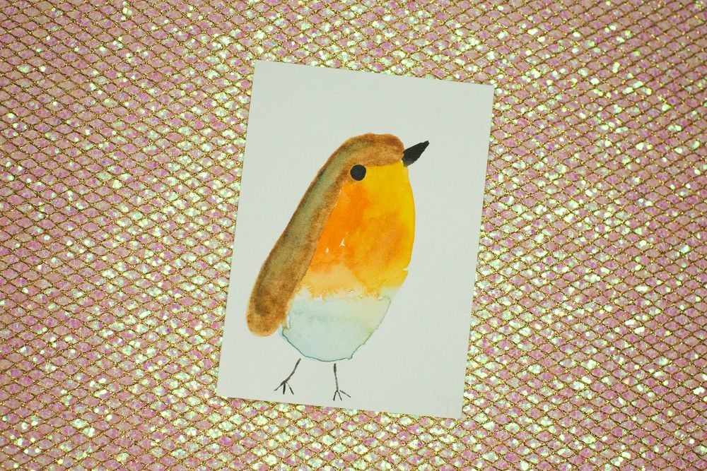 ACEO Orig - 'org Bird' - MiniArt - 2.5x3.5 collectable