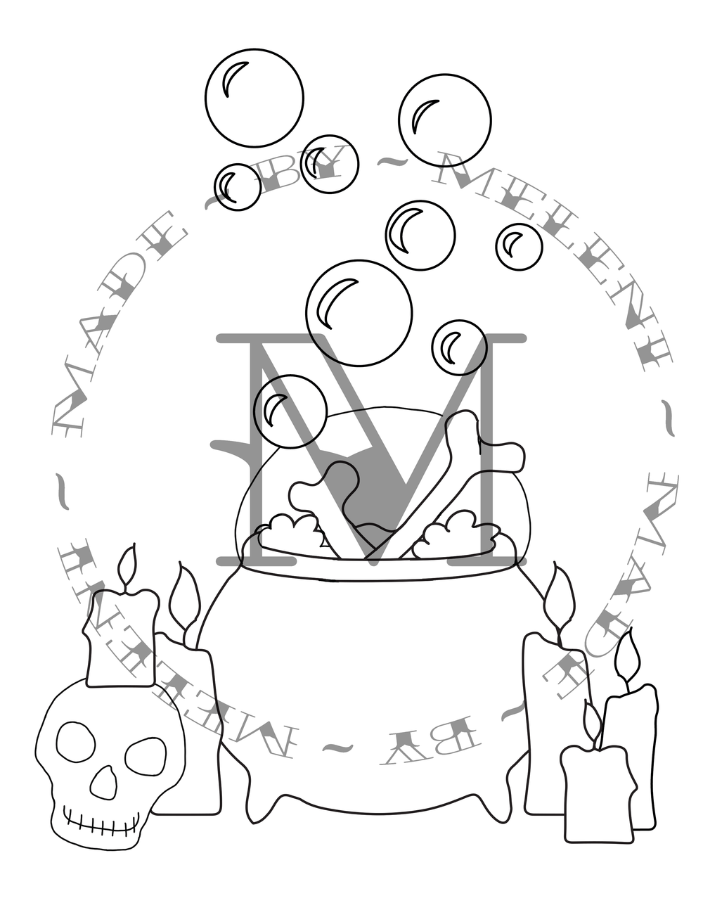 Spooky Cauldron Coloring Sheet