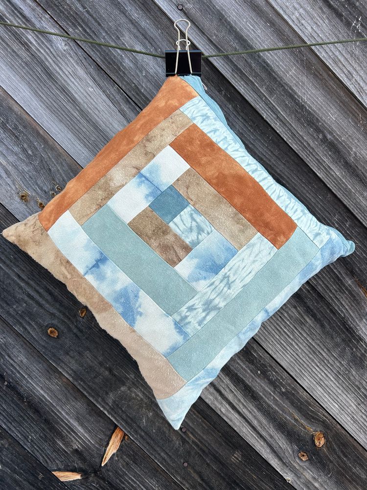 Raw Silk Log Cabin Throw Pillows