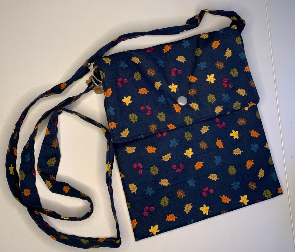 Navy Fall Leaves Simple Crossbody Bag