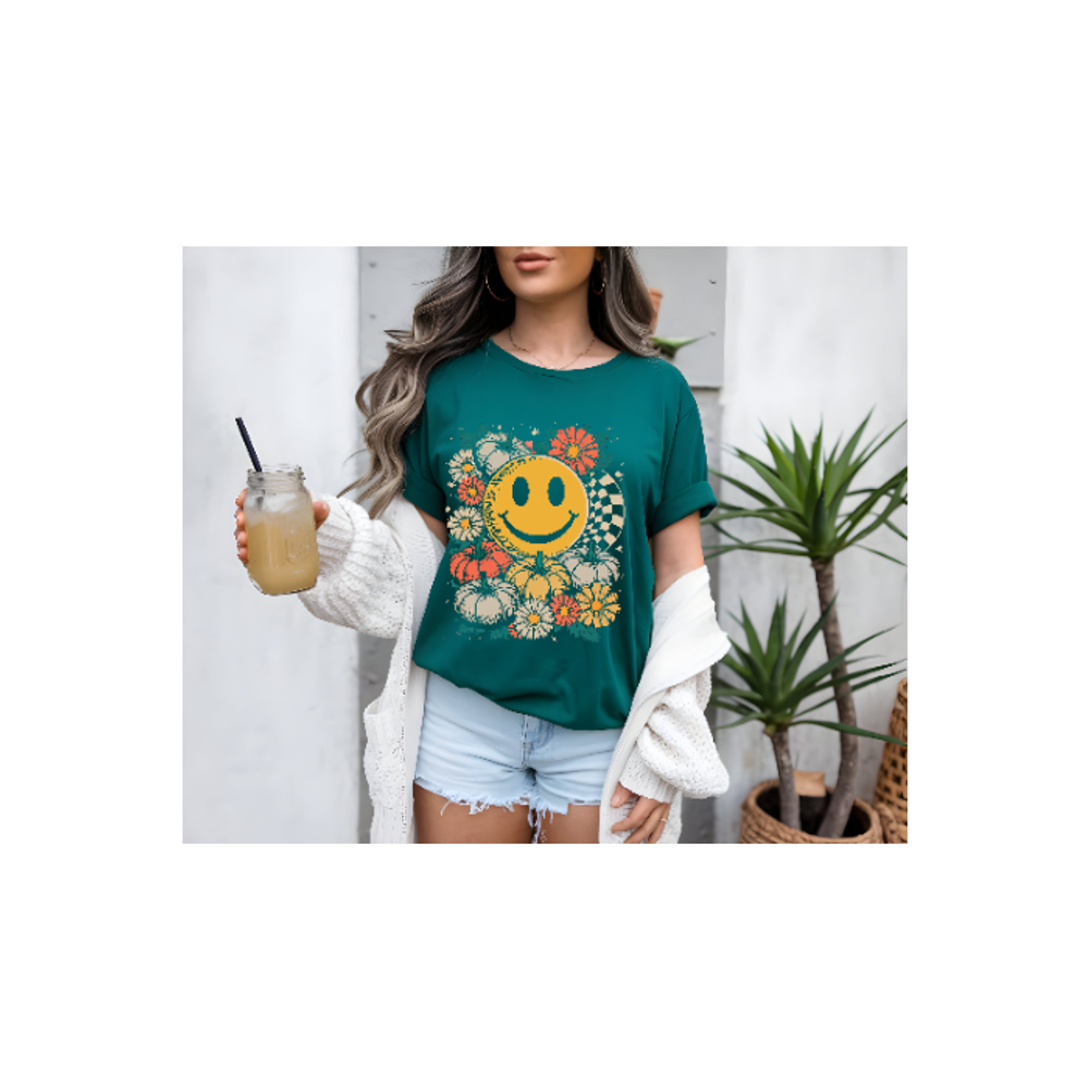 Retro Pumpkin and Smiley face fall Tee