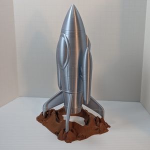 A slight side angle of the ship, showing the retro styling.