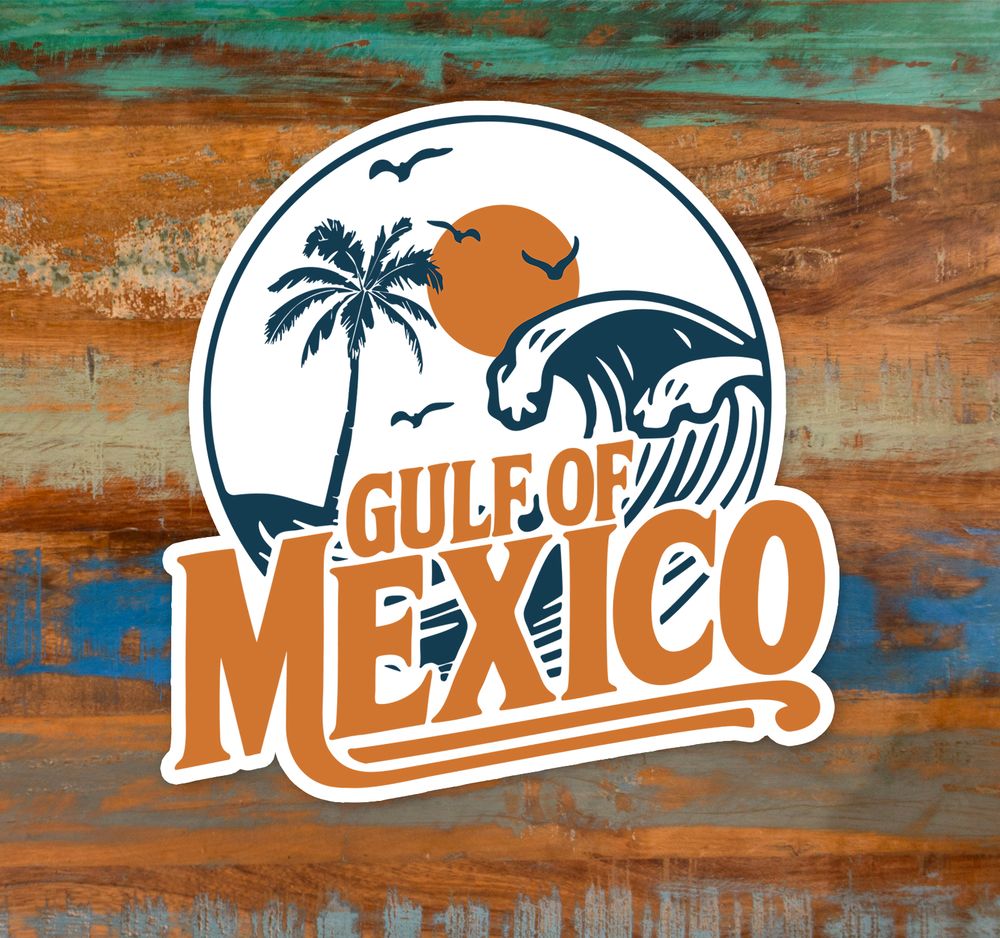 Gulf Of Mexico Retro Travel Sticker 