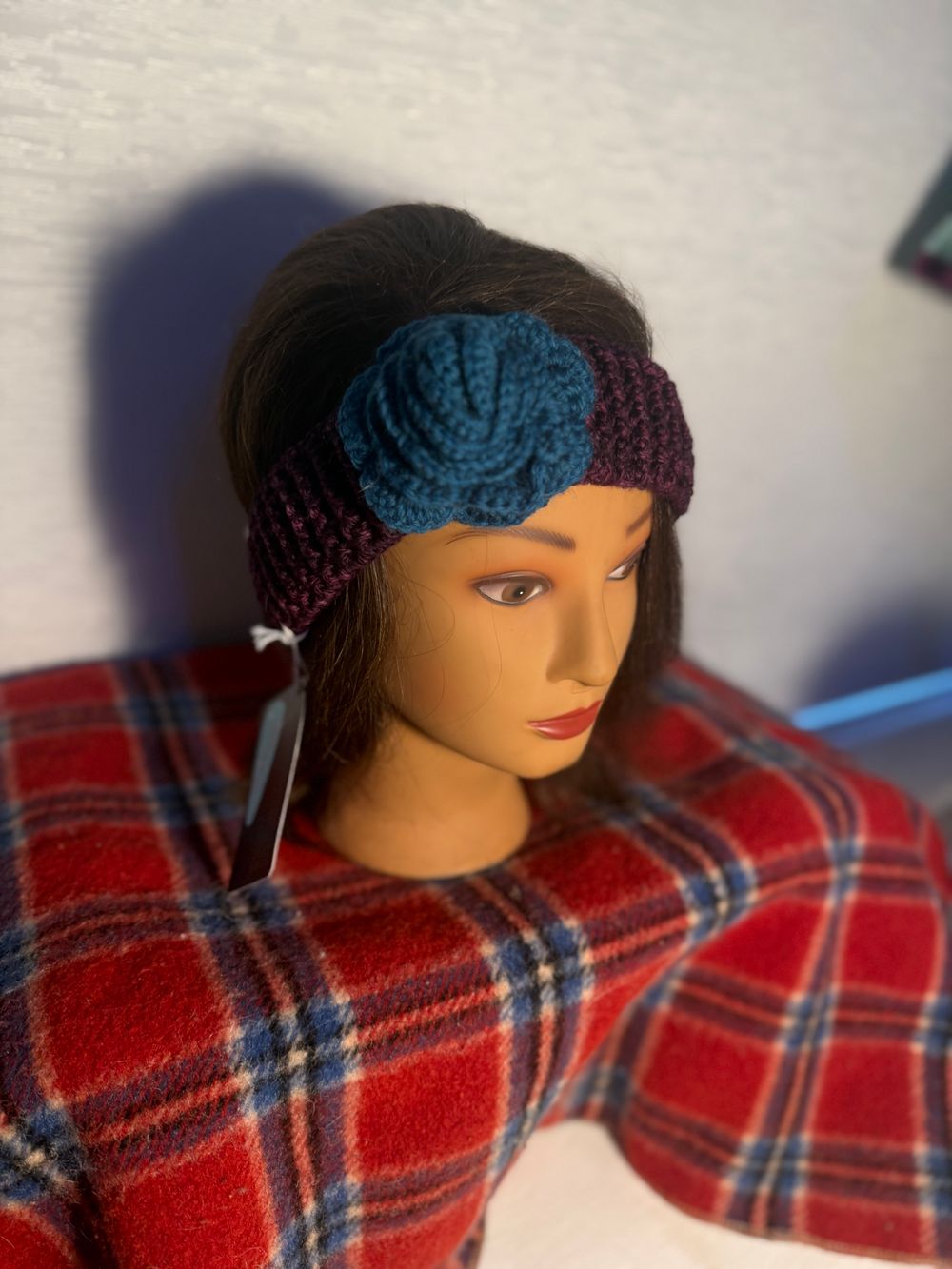 Purple Headband with Teal Flower