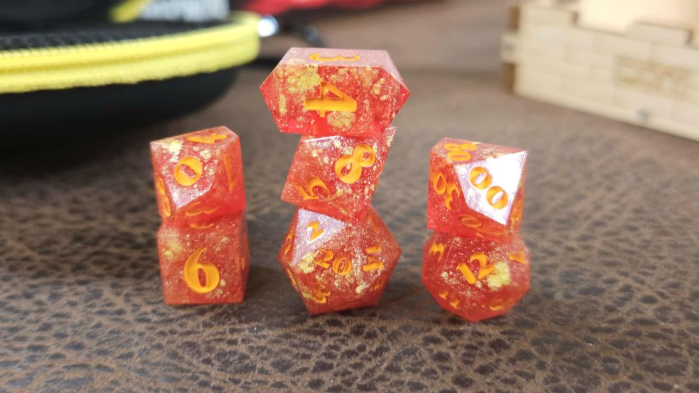 Strawberry Lemonade Travel Dice set of seven (7) pink and ye...