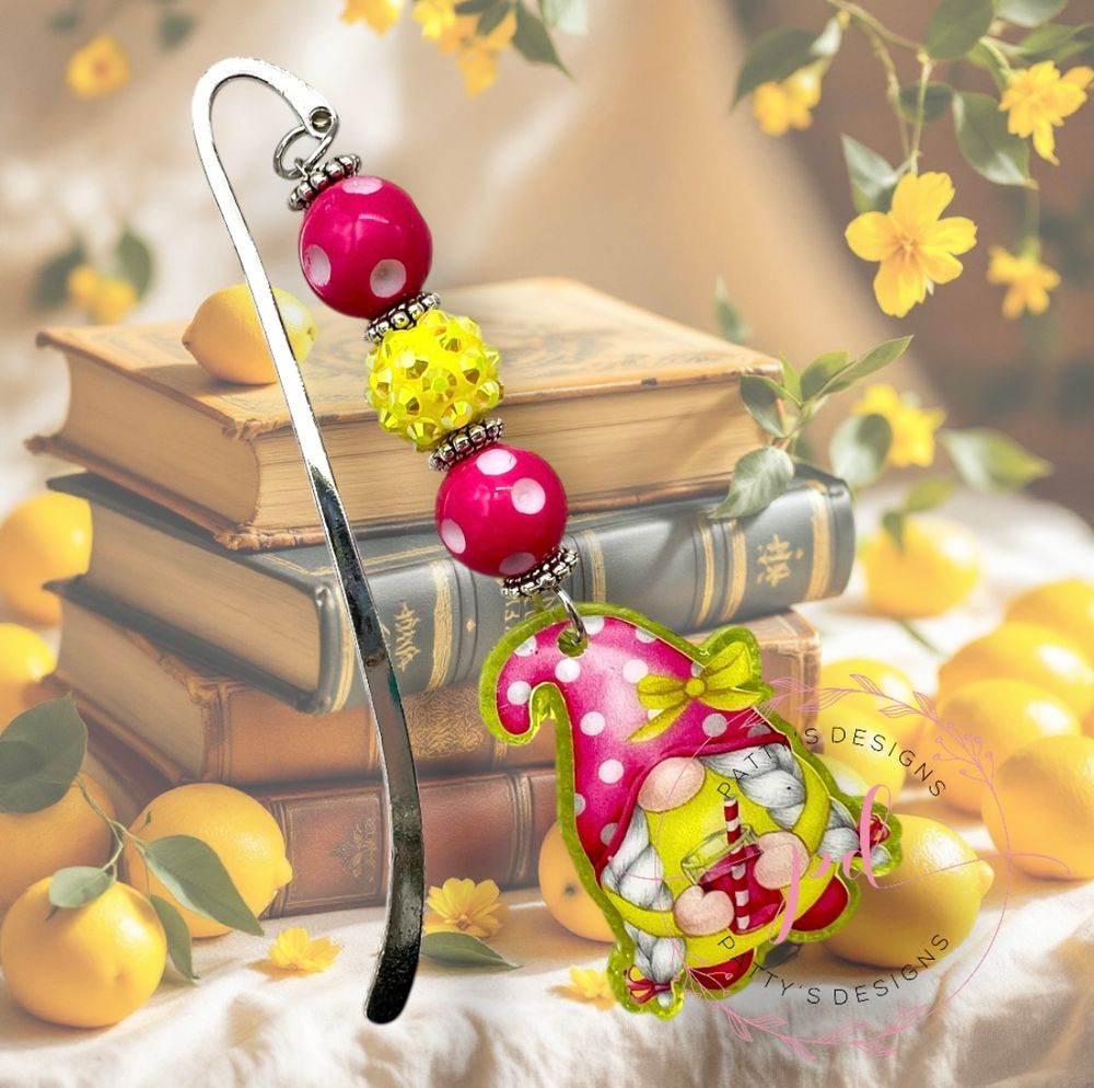 Lemonade Gnome Beaded Bookmark