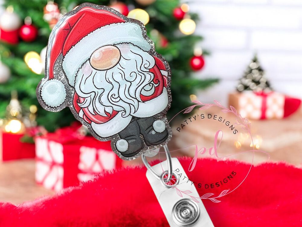 Santa Badge Reel, Badge Holder, ID Holder, Christmas