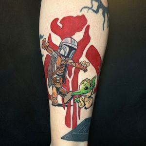 Mandi and Grogu based on art by Brian Kesinger