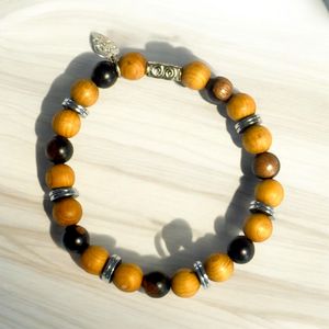 7" - Hematite, Tiger Ebony Mala, and Fragrant Thuja Sutchuenensis Mala Beads