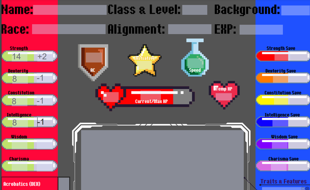 Fillable Video Game 5E Character Sheet