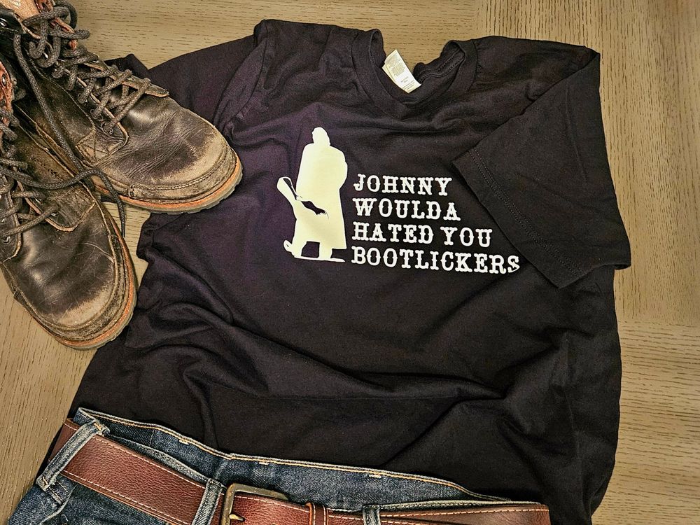 Johnny woulda hated you boot lickers unisex black T-shirt