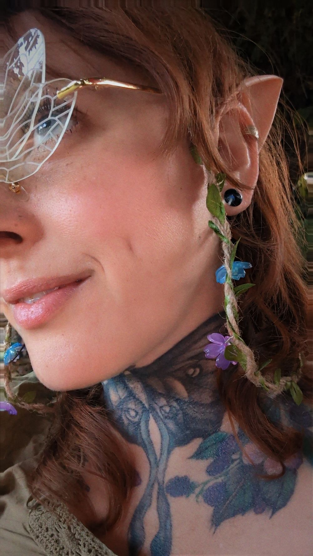 Flower Vine eyeglass chain with blue and pink